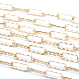 Catena a maglie rettangolari placcata oro 14K per creazione di gioielli fai da te e collane