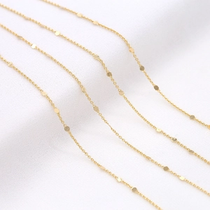 Catena sottile placcata oro 14K con piccoli dischi per creazione gioielli fai da te