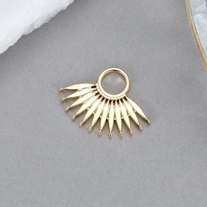 14K gold plated stainless steel sunburst charm pendant for DIY jewelry making