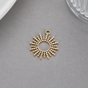 14K gold plated stainless steel sunburst charm pendant for DIY jewelry making