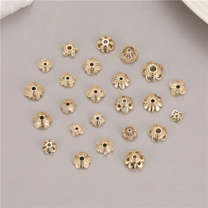 Golden 14K plated flower bead caps and spacers for DIY jewelry making accessories