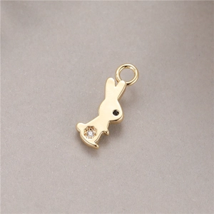 Elegant gold rabbit pendant with micro-set zircon accents for DIY jewelry making