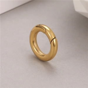 Polished gold stainless steel spring ring clasp for DIY bag straps and jewelry accessories