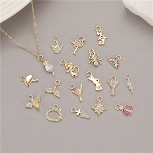 DIY Micro Inlaid Zirconia Pendant 14K Gold Plated Copper Pendants Animal Shape Bee Rabbit Cat Pendants For Jewelry Making