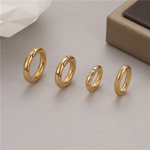 Minimalist Stainless Steel Spring O-Ring Clasp For Jewelry Making Round Open Connector Buckle Polish Gold Tone DIY Accessory