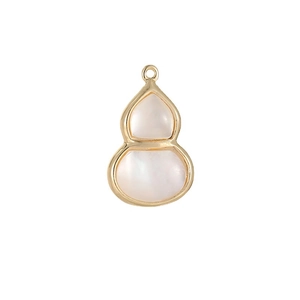 Elegant gold hulu pendant with white mother of pearl inlay for DIY necklace jewelry