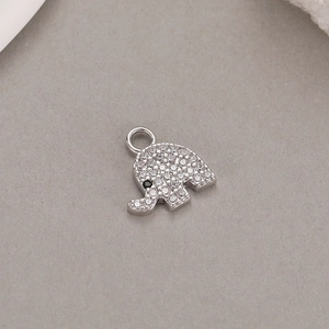 Exquisite 14K gold plated elephant pendant with micro-paved cubic zirconia for DIY jewelry
