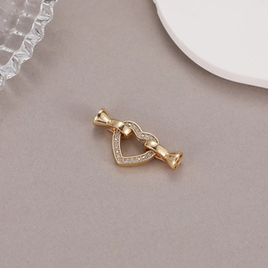 Fermoir coeur doré serti de zircons pour la création de colliers et bijoux DIY