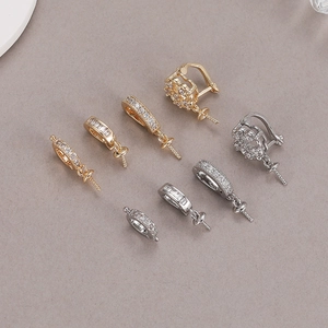 Connettori per gioielli in zircone micro-pavé oro e argento per collane fai-da-te