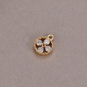 Pendente floreale placcato oro con zirconi scintillanti per la creazione di gioielli fai-da-te