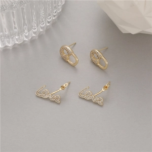 Trendy Minimalist 925 Sterling Silver Earring Post Copper Earrings For Women Fashion Love Letter Zirconia Gold Earrings Jewelry