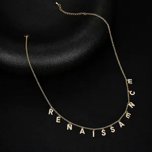 Minimalist Copper Zirconia Initial Letter Pendants A-Z Gold Plated Brass Charm For DIY Jewelry Making Necklaces Accessories