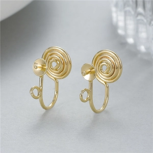 Convertitore per Orecchini a Clip a Spirale in Rame Placcato Oro Minimalista Con Vassoio per Künstliche Perle Clip per Ossa Orecchio