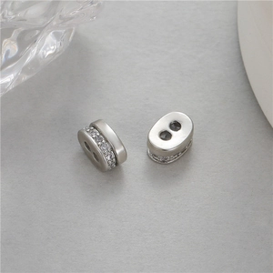 Silver pig nose spacer beads with diamonds for DIY jewelry making necklaces and bracelets