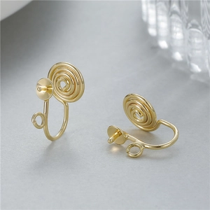 Orecchini a clip dorati senza dolore a forma di spirale per creazione di gioielli fai-da-te