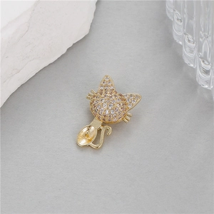 14K gold plated cat pendant base with cubic zirconia and pearl mounting setting