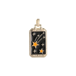 Colgante de tarot rectangular chapado en oro 14K con diseño esmaltado The Star XVII