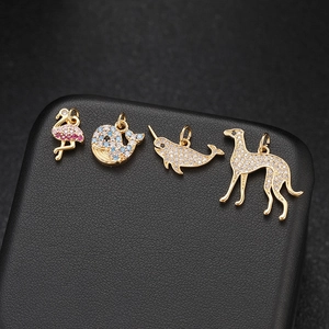 Exquisite 14K gold plated animal pendants with micro-pave cubic zirconia crystals