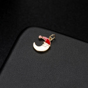 Pendentif lune avec chapeau de Noël pour bricolage de colliers et bijoux