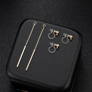14K gold-plated DIY ear threaders and clear resin U-shaped clip-on earring converters