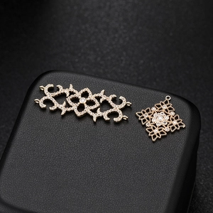 Copper Hollow Out Flower Zirconia Pendants DIY Jewelry Making Findings 14K Gold Plated Necklace Chain Connectors For Crafting