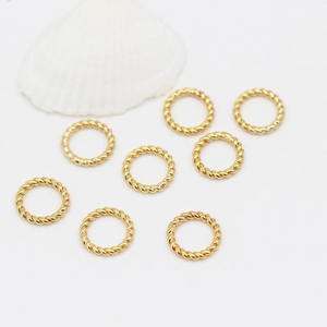 Lot de 8 anneaux torsadés en laiton plaqué or 14K pour la création de bijoux et pendentifs
