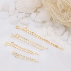 Chiodini a occhiello placcati oro 14K in quattro misure per creazione di gioielli