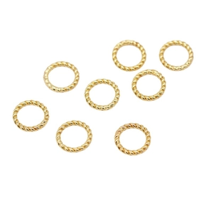 Lot de 8 anneaux torsadés plaqués or 14K pour accessoires de création de bijoux DIY