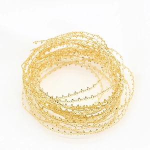 14K gold plated decorative serrated metal chain roll for DIY jewelry making supplies