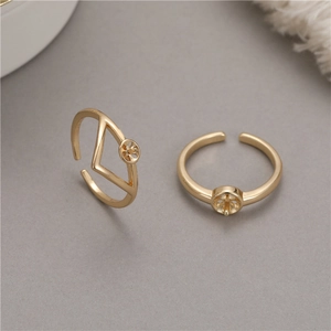 Anelli regolabili placcati in oro 14K con basi per perle per creazione di gioielli fai-da-te