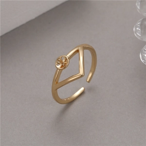 Base anello regolabile placcata oro 14K a forma di V con castone perla per gioielli DIY