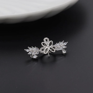 Silver flower zircon charm for Baroque pearl jewelry with sparkling marquise stones