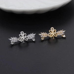 Exquisite flower fairy brooch in gold and silver with zircon paved baroque pearl pin