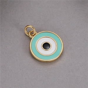 Vergoldeter Evil Eye Anhänger mit mintgrünem Emaille für DIY-Schmuckherstellung