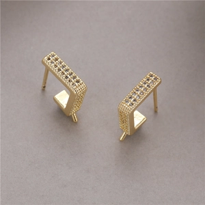 Elegante vergoldete 925 Silber Ohrstecker in Rechteckform mit Zirkonia-Pflastersteinen