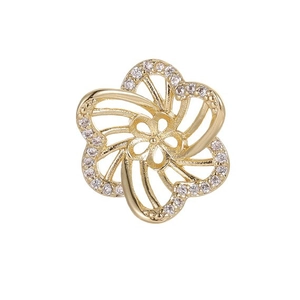 Elegante 925er Silber Gold Blumenohrstecker mit Lagenblättern und Zirkon-Steinen