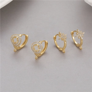 Apprêts de Créoles en Cuivre Plaqué Or DIY Avec Trèfle Étoile en Strass pour la Fabrication de Bijoux Accessoires