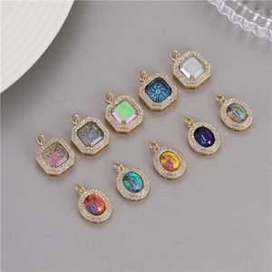 Octagonal and oval sparkling zircon pendants in assorted colors for DIY jewelry making