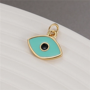 Handcrafted Evil Eye charm pendant with turquoise enamel and gold-plated alloy finish