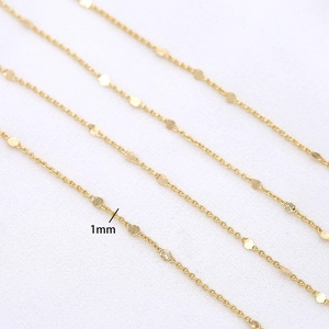14K vergoldete O-Kette mit 1mm flachen Scheiben für DIY-Schmuckherstellung