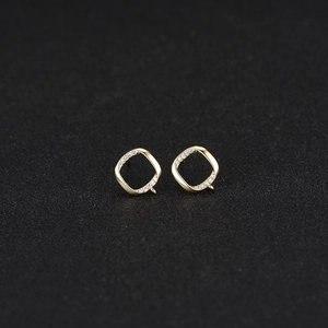 Elegant 14K gold plated square stud earrings with zircon inlay and DIY loop for dangles