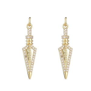 14K gold plated arrow pendants with white zircons in a symmetrical geometric design