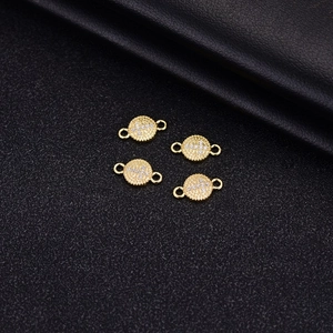 14K vergoldeter runder Schmuckverbinder mit Zirkonia-Kreuz für DIY-Armbandketten
