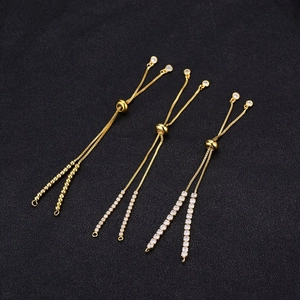 Verstelbare 14K Vergulde Koperen Armband Ketting Met Zirkoon Schuifkralen Voor DIY Sieraden Maken Accessoires