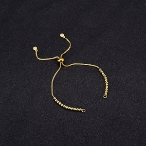 Verstelbare 14K vergulde box ketting armband met schuifsluiting en zirkonia stenen