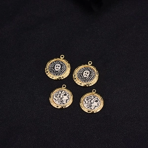 14k gold-plated sun god and Greek portrait pendants for DIY jewelry making