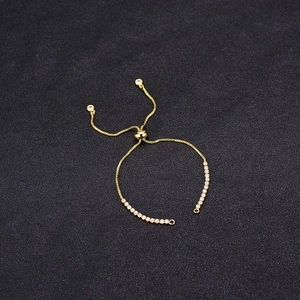Verstelbare 14K vergulde boxketting armband met micro-pave witte zirkoon steentjes