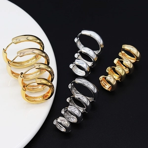 Poliertes S925 Silber Ohrring-Set mit Gold- und Silberreifen in vielen Größen