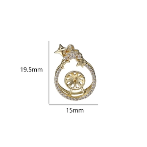 Colgante de estrella y luna bañado en oro de 14K con circonitas para collares de perlas