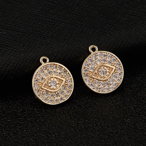 Gold Plated Copper Evil Eye Pendant Necklace For Women Shiny Rhinestone Round Charm Individual Fashion Jewelry Accessory